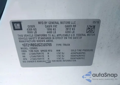 2016 GMC Sierra 2500Hd из США, поврежденный, VIN 1GT21REG2GZ320765